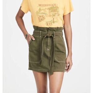 Free People Splendor in the Grass Green Denim Skirt Size 2